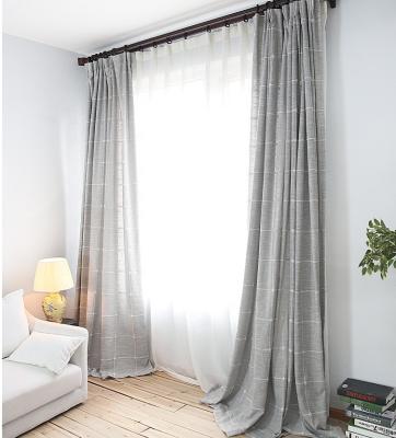 China High Quality Blackout Ready To Boat Pink And Blue Colors Elegant Jacquard Linen Check Pattern Curtain Fabric for sale