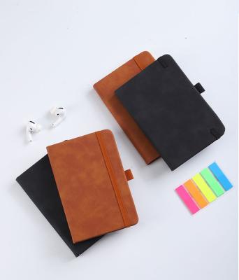 China Hardcover Personalized Custom School Supplies A5 Dotted Journal Diary PU Leather Cover Notebook With Elastic Band for sale