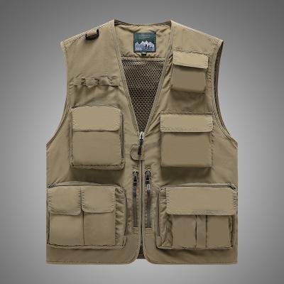 China 2022 Waterproof New Outdoor Multi-pocket Leisure Fishing Vest Men's Vest Zipper V-Neck Photography Tooling Tactical Vest for sale