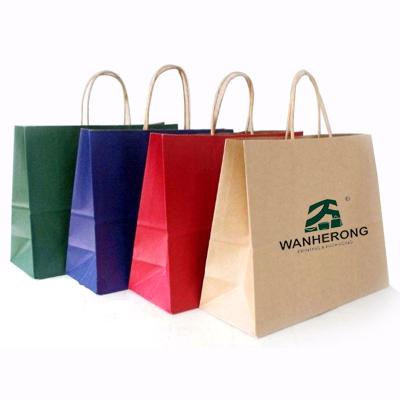 China Bio-degradable Wholesale Fancy Clothing Shopping Kraft Paper Packaging Bags with Handle for sale