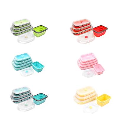 China Sustainable Wholesale Folding Silicone Lunch Box for Children Durable Dinnerware Set for sale