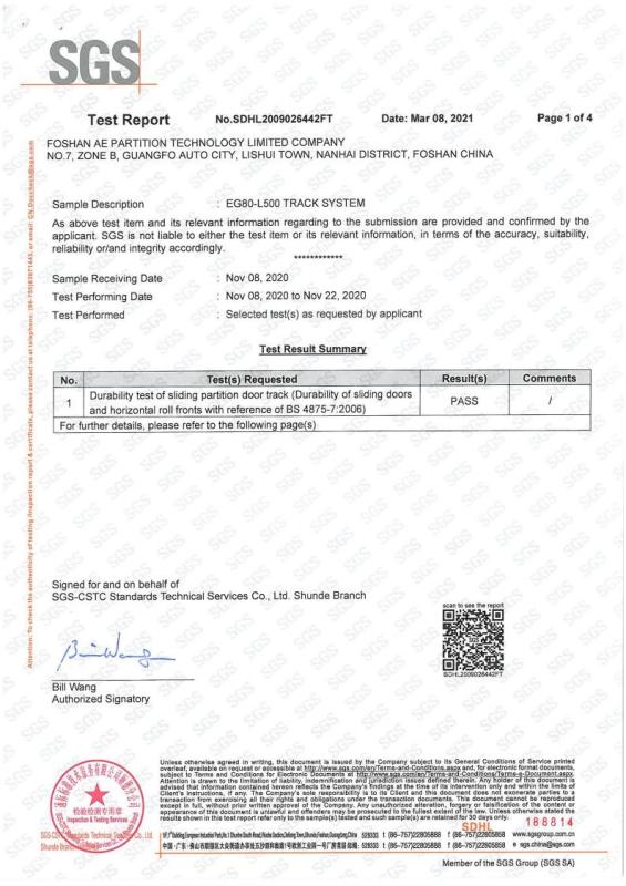 EG80-L500 Test Report - FOSHAN AE PARTITION TECHNOLOGY LIMITED COMPANY