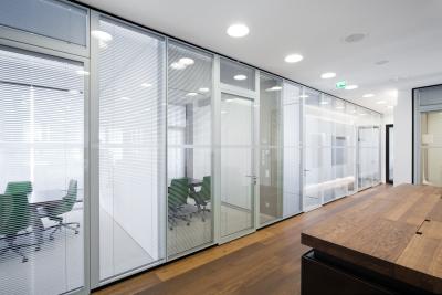 China Single Glazed Aluminum Frame Glass Partition Wall With Doors Aluminum Track for sale