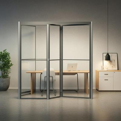 China Aluminum Track Panoramic Office Glass Partitions Wall For Folding Movable for sale