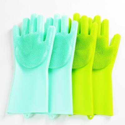 China Dish Wash Silicone Scrubber And Clean Gloves for sale