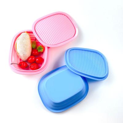 China Hyri Popular Microwavable Portable Microwave Kitchen Food Storage Container Bento Silicone Biodegradable Leakproof Lunch Box For Kids for sale