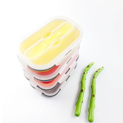 China Hyri BPA Silicone Kids Bento Free Reusable School Microwavable Lunch Box Collapsible Food Storage Container for sale