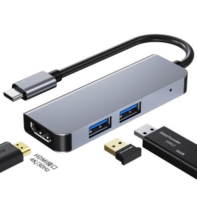 China Aluminum Alloy+ABS USB C 3 in 1 Hub Adapter to Dual USB3.0 4K HDMI-Compatible for Mobile Phone Protective PC Computer Laptop Desktop Plug and Play for sale