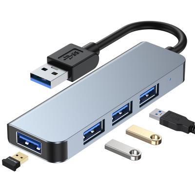 China Aluminum Alloy + ABS USB to 4 USB 3.0 Hub Adapter for PC Computer Laptop Extender 5Gbps Transfer Desktop Plug and Play for sale