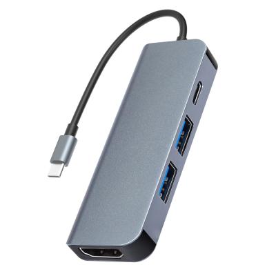 China Aluminum Alloy+ABS Type 4 in1 USB C Hub Adapter with PD 4K HD-MI USB3.0 for Laptop Mac Book USB-C Dock Hub for sale