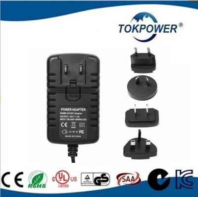 China 12V 24W AC DC  2A Wall Mount Power Adapter Power Supply 47Hz - 63Hz for sale