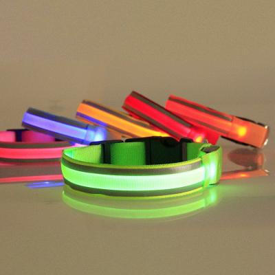 China Lights Led Lights Dog Pets Collars Polyester Adjustable Glow In The Night Dog Cat Puppy Safe Luminous Flashing Collar Pet Supplies for sale