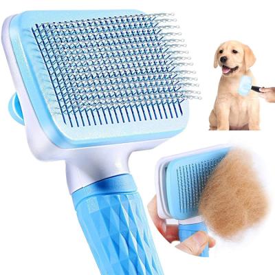 China Amazon Success Pet Grooming Brush Self Cleaning Dog Hair Pet Flea Comb Viable Cat Slicker Brush Remove Dog Automatically for sale