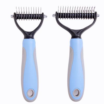 China Cat Dog Hair Removal Comb Viable Grooming Shedding Tools Fur Trimming Dematting Deshedding Brush Double Sided Long Hair Curly Comb for sale