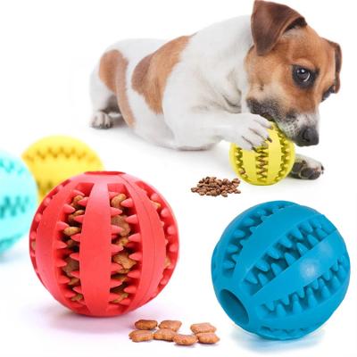 China Natural Indestructible Soft Cleaning Rubber Pet Balls Toy Pet Food Ball Dog Viable Chew Rubber Ball for sale