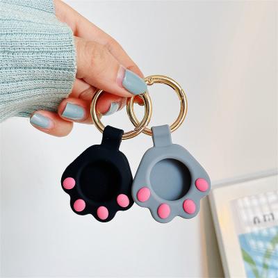 China Cat Paw Tracker Cover Silicone Collar Shockproof Anti-lost Key Chain Protective Case For Apple Airtag Air Tags For Pet for sale