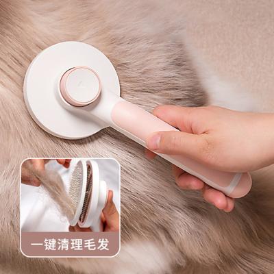 China Sustainable Pet Grooming Tool Self Cleaning Dog Cat Slicker Brush Remove Pet Grooming Brush Automatically for sale