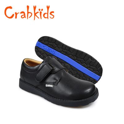 China Crabkids China hot sale leather children's breathable non-slip flat back to school shoes children's black boys' shoes casual for sale