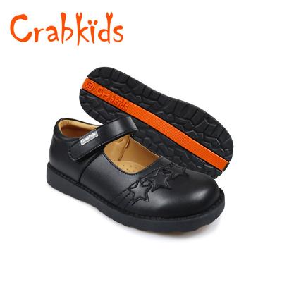 China Crabkids factory direct sale leather children's breathable non-slip flat back to school shoes children's black girls' shoes casual for sale