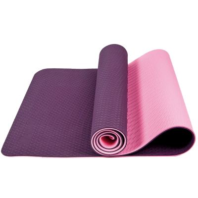 China Non Toxic High Quality Fitness Forming Non Slip Double Color Strip Yoga Mat for sale