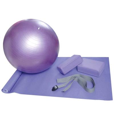 China 5IN1 non-toxic yoga Mate Set With Yoga Strap, yoga block and gym ball for sale