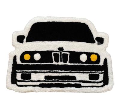 China Non-slip Custom Carpet Unique Hand Logo Car Shape Cover Design Tufted Floor Mat Customized Area Rugs for sale