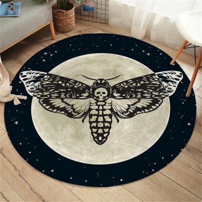 China Non-slip Death Moth Around The Area Rug Gothic Skull Floor Mat Butterfly Moon Star Living Room Rug Embellished Blanket Carpet for sale