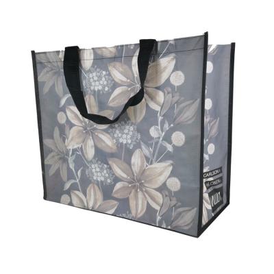 China Custom Reusable Woven Laminated Hot Sale PP Woven Bags Handled Bag Tote Reusable Shopping Grocery Bag for sale