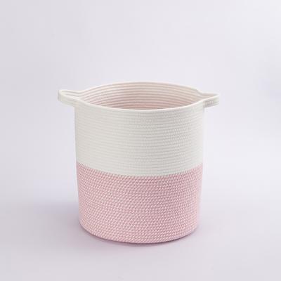 China Extra Large Storage Baskets Cotton Rope Baby Sustainable Basket Woven Laundry Hamper With Handle for sale