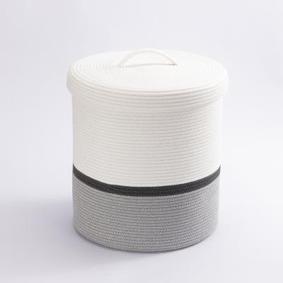 China Large Size Viable Organizer Cotton Rope Basket Laundry Baskets Cotton Rope Storage Basket for sale