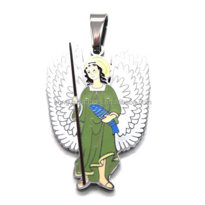 China RELIGIOUS COLORFUL ENAMEL HIGH QUALITY religious STAINLESS STEEL OUR Virgin Mary LADY OF ANGLE Christ pendant MEDALS FOR ROSARY for sale