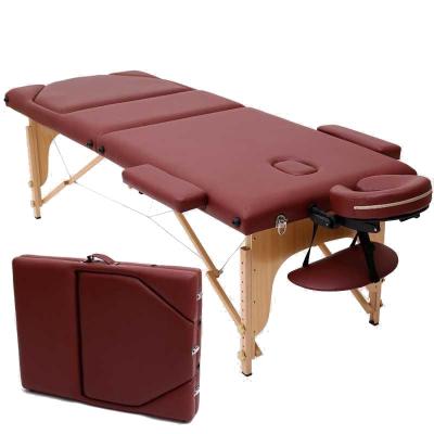 China Contemporary Wooden Massage Table Folding Tattoo Tables Beauty Salon Spa Massage Bed 3 Section Facial Massage Bed for sale