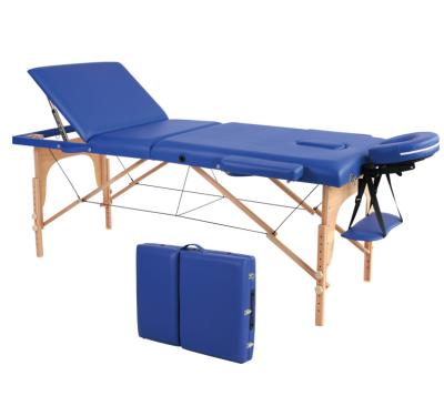 China Modern Portable Wooden Table 3 Section Folding Bed Sponge Filling Folding Massage Bed for sale