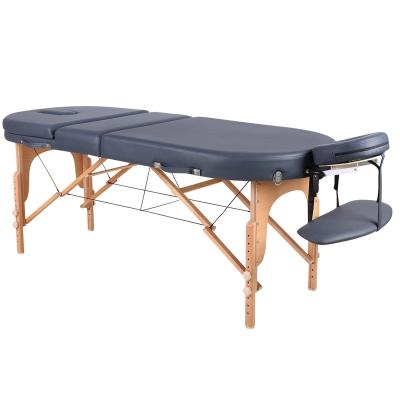 China Three Section Modern Table Oval Shape Massage Bed Table With Headboard for sale