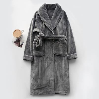 China Thermal Nightgowns women's winter coral fleece bathrobe couples add fleece thick and long flannel pajamas men autumn winter day spring for sale