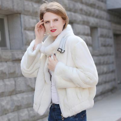 China MotorcycleShort Breathable Mink Fur Coat Zipper Mink Fur Coat Women Long Sleeve for sale