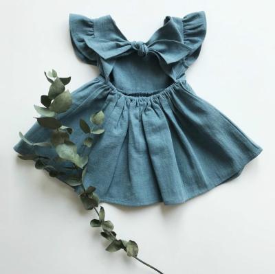 China Sweet Girls Dresses Cotton And Canvas Baby Skirts Bowknot Tutu Skirts Princess for sale