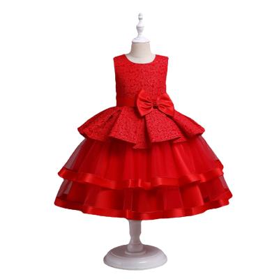 China Kids Princess Dress Catwalk Wedding And Birthday Dress Breathable Host Yarn Fluffy Dress for sale