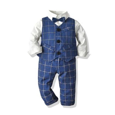 China ENGLAND STYLE 3 Piece Formal Gentleman Overalls Children's Cotton Long Sleeve Clothing Suit For Boys for sale