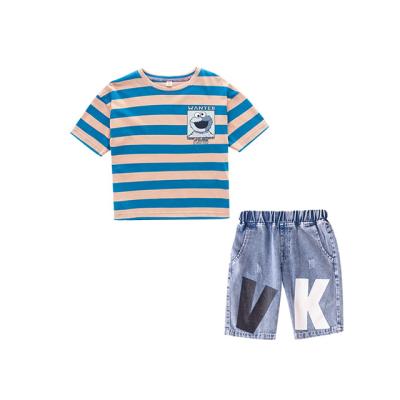 China Wholesale High Quality Polyester Clothes/Cotton Summer Cotton Shorts Sleeve Panties Sets Boys Children Kids T-shirt Suit for sale