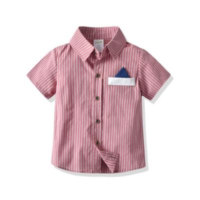 China Summer Breathable Wholesale Boys Short Sleeve Shirt Stripe Clothes Kids Casual Shirt for sale