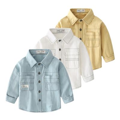 China Breathable Baby Boy Shirts For Kids Autumn Long Sleeve Shirts Fashion Solid Children Boy Clothes for sale