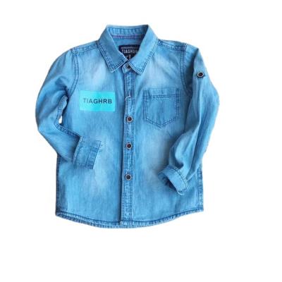 China 2021 Breathable Kids Denim Shirt Baby Boy Long Sleeve Shirts Fashion Clothes For Kids for sale