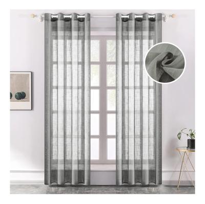 China Blackout Amazonas Modern Plain Voile Linen Fabric Grommet Panels Sheer Curtain For Kitchen for sale