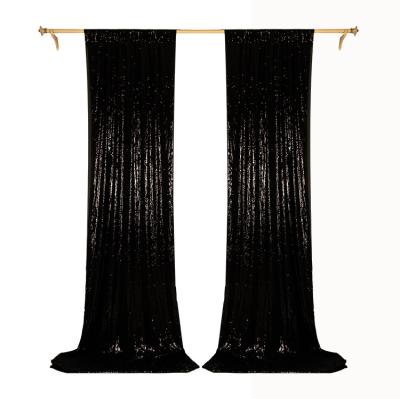 China Shiny Blackout Maker Party Wedding Black Backdrop Wall Sequin Curtains for sale