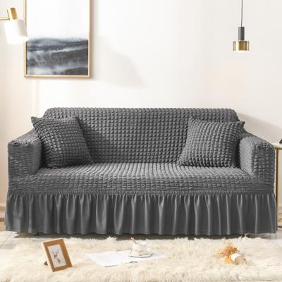 China Modern Ready Made Furniture Protector High Stretch Slipcover Elastic Stretchable Sofa Cover With Skirt for sale