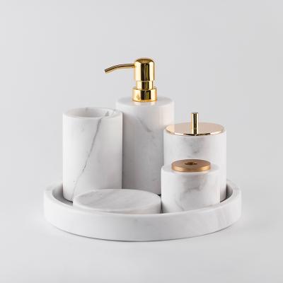 China 6 Piece Viable Wholesale Marble Stone Bathroom Accessory Set for sale