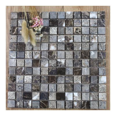 China Modern Dark Brown Spanished Emperador Marron Square Multiple Finished Mosaic Tile Backsplash Mosaic Tile for sale