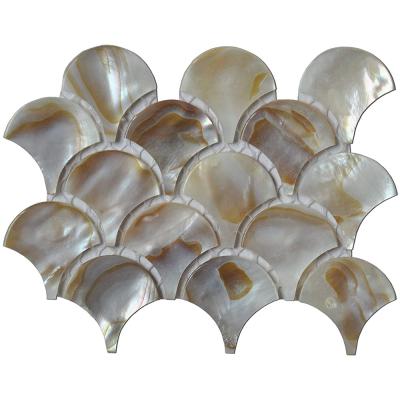 China CLASSIC Scale and Fan Shape Fish Sea Shell Pearlescent Waterjet Natural Mosaic Tile for sale