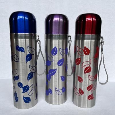 China 500ML PORTABLE Stainless Steel Water Bottle With Pattern Leaves Thermos Cup Custom Drink Cup for sale